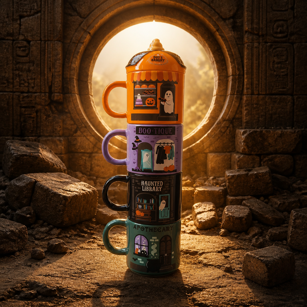 Ensemble de tasses empilables « Rue Effrayante » pour Halloween