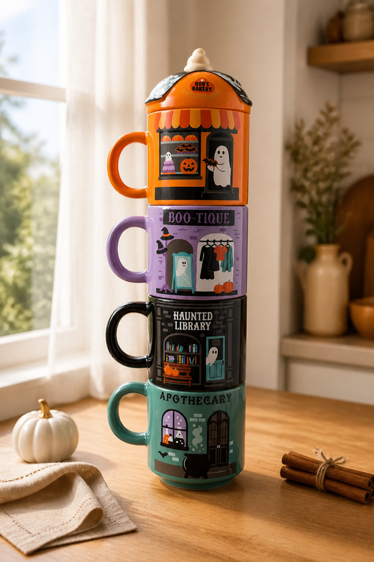 Ensemble de tasses empilables « Rue Effrayante » pour Halloween