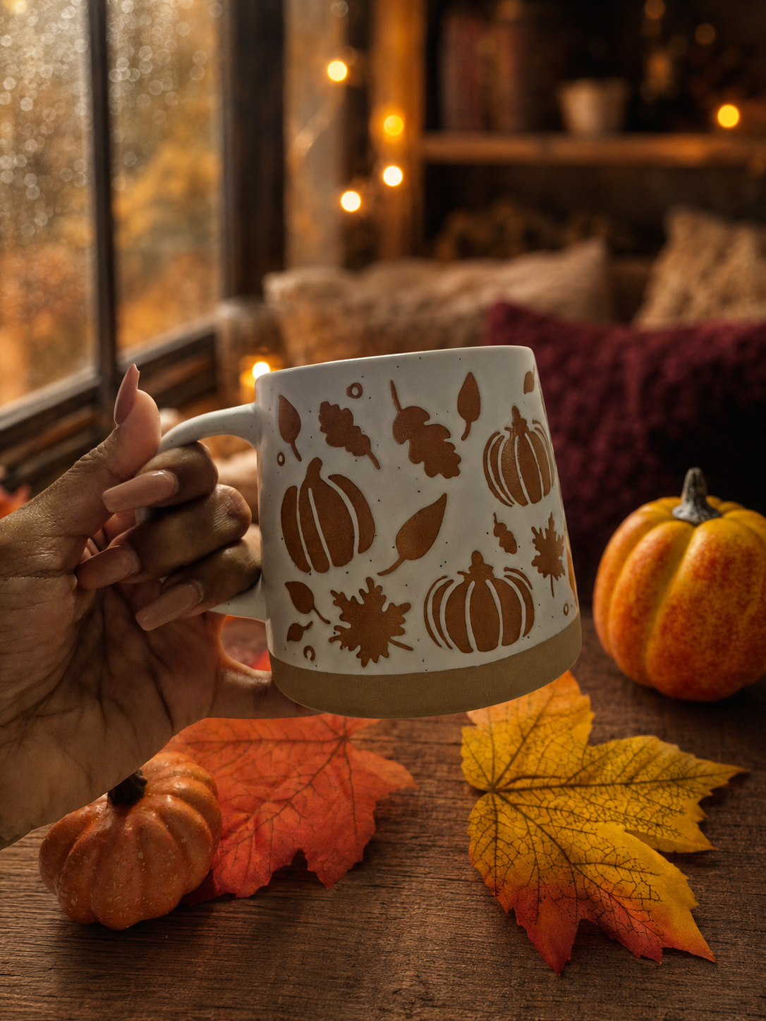 Mug automne en grès avec citrouilles – 400 ml