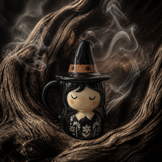 Mug à couvercle Sorcière folklorique effrayante d'Halloween